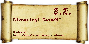 Birnstingl Rezső névjegykártya